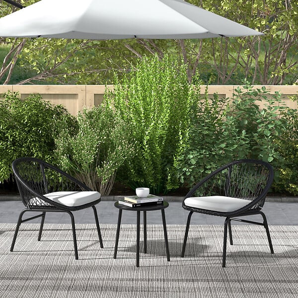 OUTSUNNY - Ensemble salon de jardin 3 pièces 2 personnes avec coussins - large