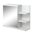 KLEANKIN - Armoire miroir de salle de bain avec étagère - 3 étagères latérales - kit installation murale fourni - panneaux particules blanc - vignette