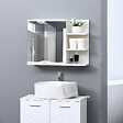 KLEANKIN - Armoire miroir de salle de bain avec étagère - 3 étagères latérales - kit installation murale fourni - panneaux particules blanc - vignette