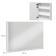 KLEANKIN - Armoire miroir LED de salle de bain - 2 portes, 2 étagères - tactile, lumière réglable - MDF blanc laqué verre - vignette