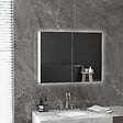 KLEANKIN - Armoire miroir LED de salle de bain - 2 portes, 2 étagères - tactile, lumière réglable - MDF blanc laqué verre - vignette