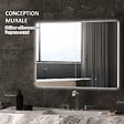 KLEANKIN - Armoire miroir LED de salle de bain - 2 portes, 2 étagères - tactile, lumière réglable - MDF blanc laqué verre - vignette