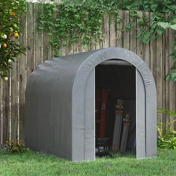 OUTSUNNY - Abri de jardin rangement extérieur dim. 239L x 159l x 190H cm - porte zippée - acier galvanisé PE gris - large
