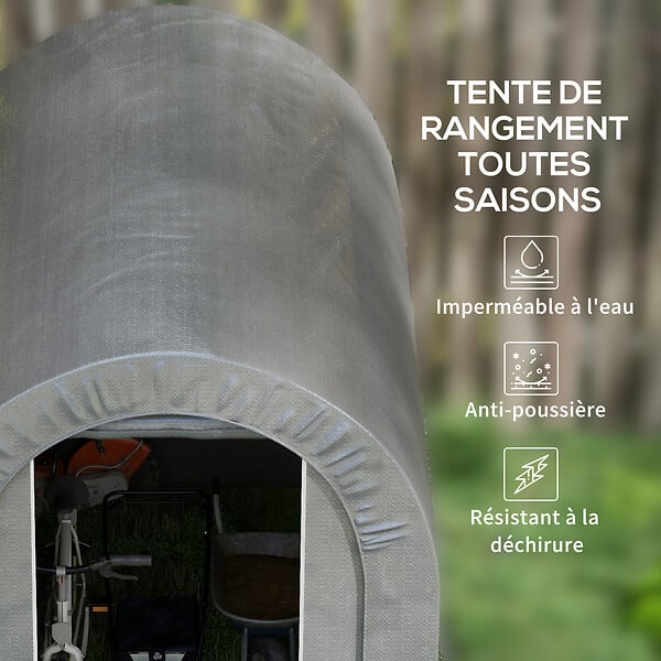 OUTSUNNY - Abri de jardin rangement extérieur dim. 239L x 159l x 190H cm - porte zippée - acier galvanisé PE gris - large