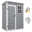 OUTSUNNY - Abri de jardin - remise pour outils - cabanon porte verrouillable, fenêtre - dim. 151L x 92l x 193H cm - alu PP gris blanc - vignette