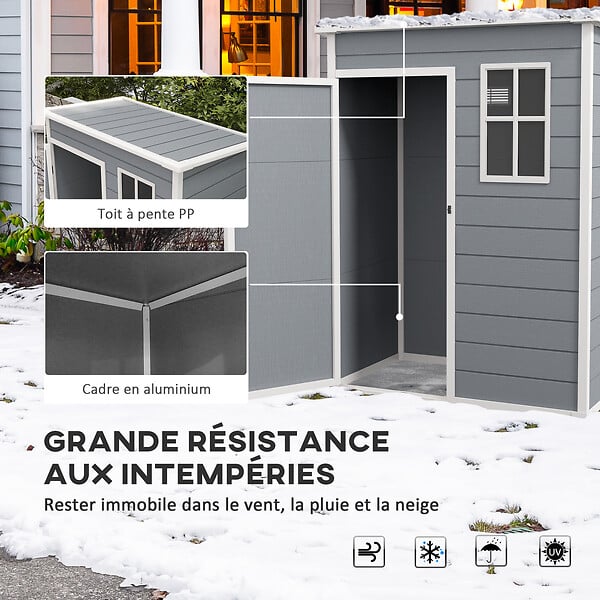 OUTSUNNY - Abri de jardin - remise pour outils - cabanon porte verrouillable, fenêtre - dim. 151L x 92l x 193H cm - alu PP gris blanc - large