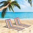 OUTSUNNY - Lot de 2 tapis de plage rembourrés - dossier inclinable 5 positions - sac transport inclus - acier polyester multicolore - vignette