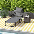 OUTSUNNY - Bain de soleil transat pliable inclinable - coussins, espace tête - acier noir polyester gris chiné - vignette