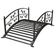 OUTSUNNY - Pont de jardin - pont de bassin avec balustrade motif de vigne acier noir - vignette