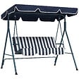 OUTSUNNY - Balancelle de jardin 3 places toit réglable acier polyester bleu blanc rayé - vignette