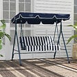 OUTSUNNY - Balancelle de jardin 3 places toit réglable acier polyester bleu blanc rayé - vignette