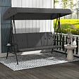 OUTSUNNY - Balancelle de jardin 3 places grand confort - toit réglable, 2 tablettes latérales, coussins - acier polyester anthracite - vignette