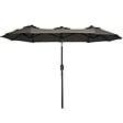 OUTSUNNY - Parasol de jardin inclinable grande taille ouverture fermeture manivelle acier polyester haute densité gris - vignette