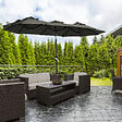 OUTSUNNY - Parasol de jardin inclinable grande taille ouverture fermeture manivelle acier polyester haute densité gris - vignette
