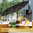 OUTSUNNY - Parasol de jardin inclinable grande taille ouverture fermeture manivelle acier polyester haute densité gris - vignette