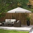 OUTSUNNY - Parasol droit rond grande taille de jardin Ø 3,25 x 2,5H m bois de bambou polyester gris - vignette