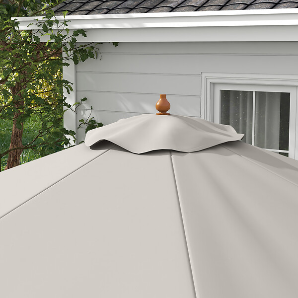 OUTSUNNY - Parasol droit rond grande taille de jardin Ø 3,25 x 2,5H m bois de bambou polyester gris - large
