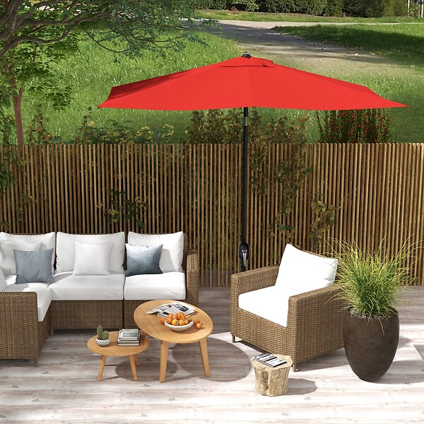 OUTSUNNY - Parasol rectangulaire inclinable de jardin avec manivelle métal polyester haute densité anti UV 50+ rouge - large