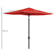 OUTSUNNY - Parasol rectangulaire inclinable de jardin avec manivelle métal polyester haute densité anti UV 50+ rouge - vignette