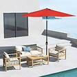 OUTSUNNY - Parasol rectangulaire inclinable de jardin avec manivelle métal polyester haute densité anti UV 50+ rouge - vignette