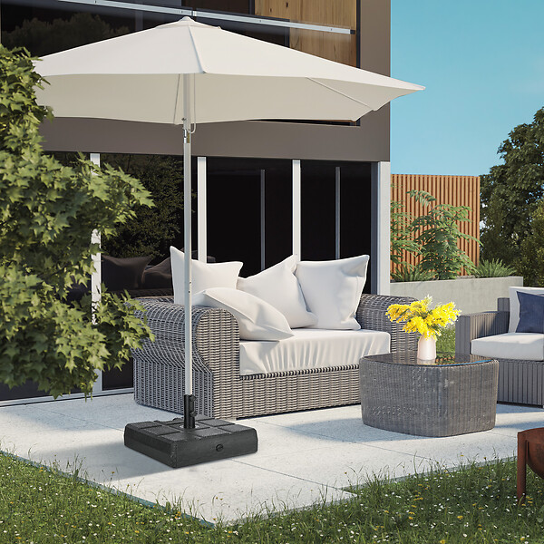 OUTSUNNY - Pied de parasol carré base de lestage dim. 49L x 49l x 36,5H cm HDPE aspect bois noir - large
