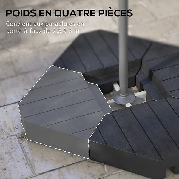 OUTSUNNY - Lot de 4 dalles de lestage parasol déporté piètement croix - à lester eau ou sable - HDPE noir - large