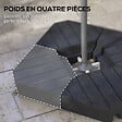 OUTSUNNY - Lot de 4 dalles de lestage parasol déporté piètement croix - à lester eau ou sable - HDPE noir - vignette