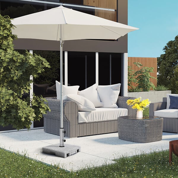 OUTSUNNY - Pied de parasol - Base de lestage en granite carré 28 Kg 2 roulettes poignée - large