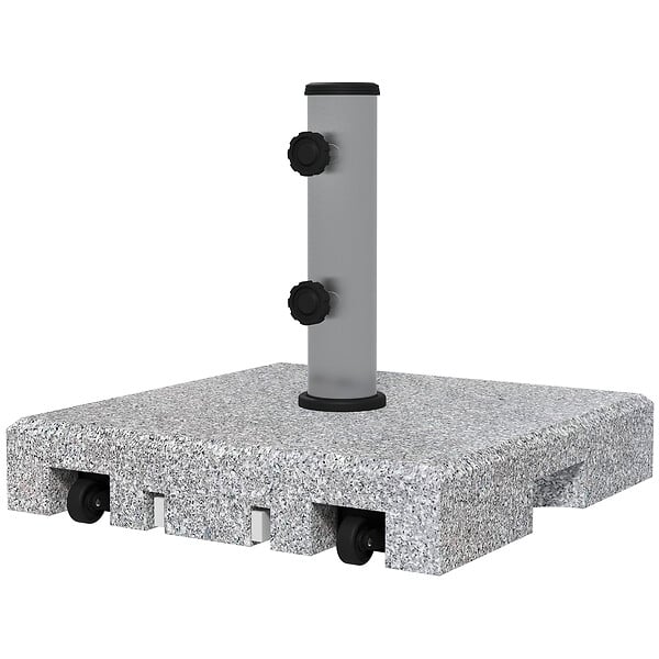 OUTSUNNY - Pied de parasol - Base de lestage en granite carré 28 Kg 2 roulettes poignée - large