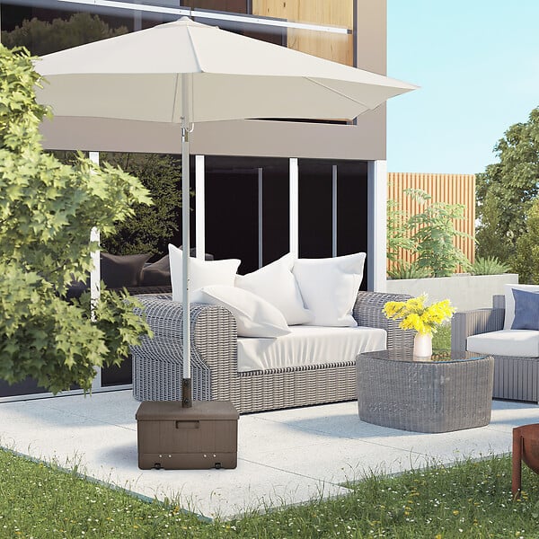 OUTSUNNY - Pied de parasol table d'appoint jardinière 3 en 1 marron - large