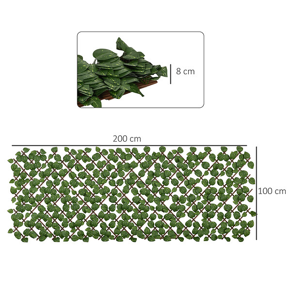 OUTSUNNY - Lot de 2 haies artificielles feuilles de radis - treillis extensibles - brise-vue canisse végétale feuillage réaliste 2L x 1H m PE marron vert - large