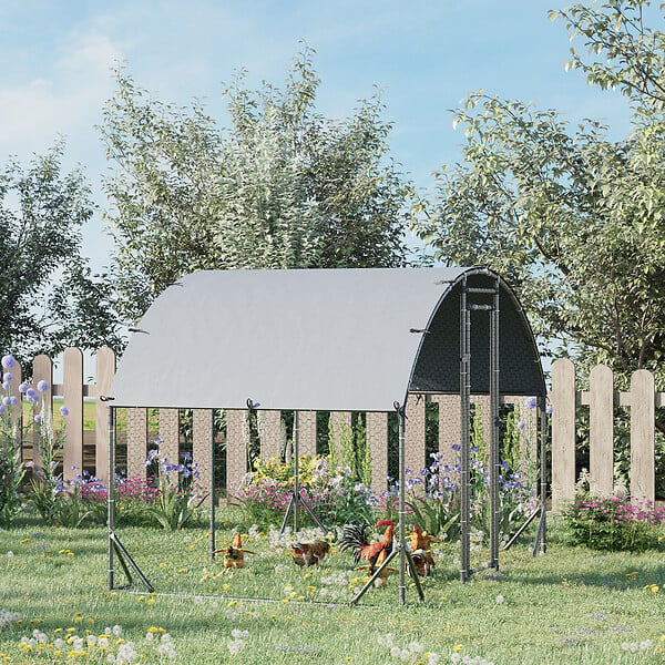 PAWHUT - Enclos poulailler chenil couvert 5,32 m² - parc grillagé dim. 2,8L x 1,9l x 1,97H m - acier galvanisé - large