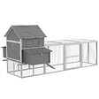 PAWHUT - Poulailler cottage cage à poules sur pied dim. 310L x 149l x 149H cm multi-équipement bois sapin gris - vignette