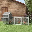 PAWHUT - Poulailler cottage cage à poules sur pied dim. 310L x 149l x 149H cm multi-équipement bois sapin gris - vignette