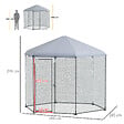 PAWHUT - Enclos poulailler chenil 5 m² - parc grillagé dim. 2,8L x 2,45l x 2,46H m - entièrement couvert - acier oxford gris - vignette