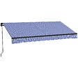 OUTSUNNY - Store banne manuel rétractable inclinaison réglable manivelle alu polyester anti-UV bleu blanc - vignette