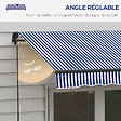 OUTSUNNY - Store banne manuel rétractable inclinaison réglable manivelle alu polyester anti-UV bleu blanc - vignette