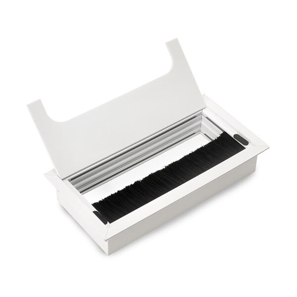 EMUCA - Passe-câbles de table Quadrum, rectangulaire, 159x80mm, à encastrer, Aluminium, Peint en blanc - large