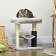 PAWHUT - Arbre à chat griffoirs sisal naturel et massant plateforme panier jeu boule suspendue peluche gris - vignette