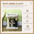 PAWHUT - Arbre à chat griffoirs sisal naturel et massant plateforme panier jeu boule suspendue peluche gris - vignette