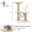 PAWHUT - Arbre à chat style cosy chic fleur - griffoirs, tunnel, plateformes, 4 jeux de boules -  peluche blanche quenouille tressée - vignette