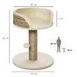 PAWHUT - Arbre à chat griffoir 2 niveaux H. 49 cm - poteau sisal, plateforme observation, jeu de boule suspendue - jute polyester beige - vignette