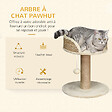PAWHUT - Arbre à chat griffoir 2 niveaux H. 49 cm - poteau sisal, plateforme observation, jeu de boule suspendue - jute polyester beige - vignette