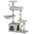 PAWHUT - Arbre à chat griffoirs sisal naturel niche plateformes panier hamac jeux boules suspendues peluche gris - vignette
