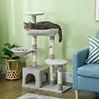 PAWHUT - Arbre à chat griffoirs sisal naturel niche plateformes panier hamac jeux boules suspendues peluche gris - vignette