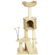 PAWHUT - Arbre à chat style cosy chic griffoirs grattoir sisal naturel équipement multiple peluche jacinthe d'eau beige - vignette
