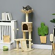 PAWHUT - Arbre à chat style cosy chic griffoirs grattoir sisal naturel équipement multiple peluche jacinthe d'eau beige - vignette