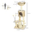 PAWHUT - Arbre à chat style cosy chic griffoirs grattoir sisal naturel équipement multiple peluche jacinthe d'eau beige - vignette