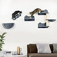 PAWHUT - Mur d'escalade pour chat - arbre à chat design mural - griffoirs, plateformes, 2 paniers, échelle - sisal peluche gris - vignette