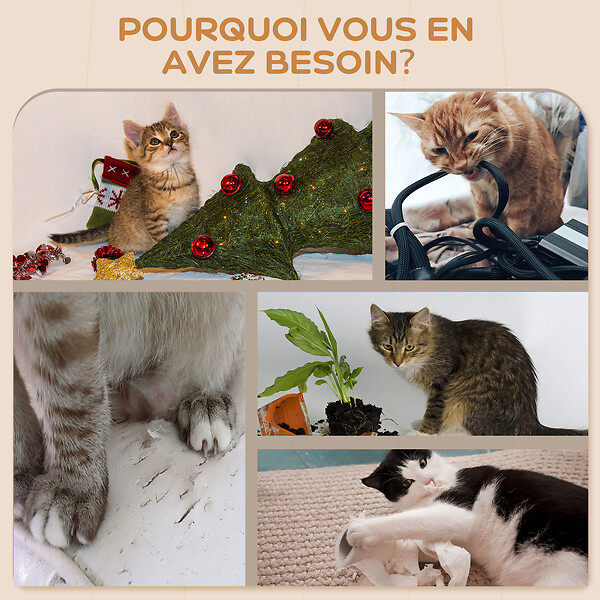 PAWHUT - Mur d'escalade pour chat - arbre à chat design mural - griffoirs, plateformes, 2 paniers, échelle - sisal peluche gris - large